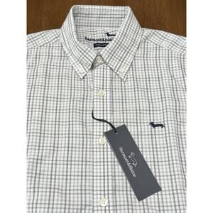 NWT HARMONT & BLAINE Cotton Shirt Light Gray Plaid Striped REGULAR Fit Small S